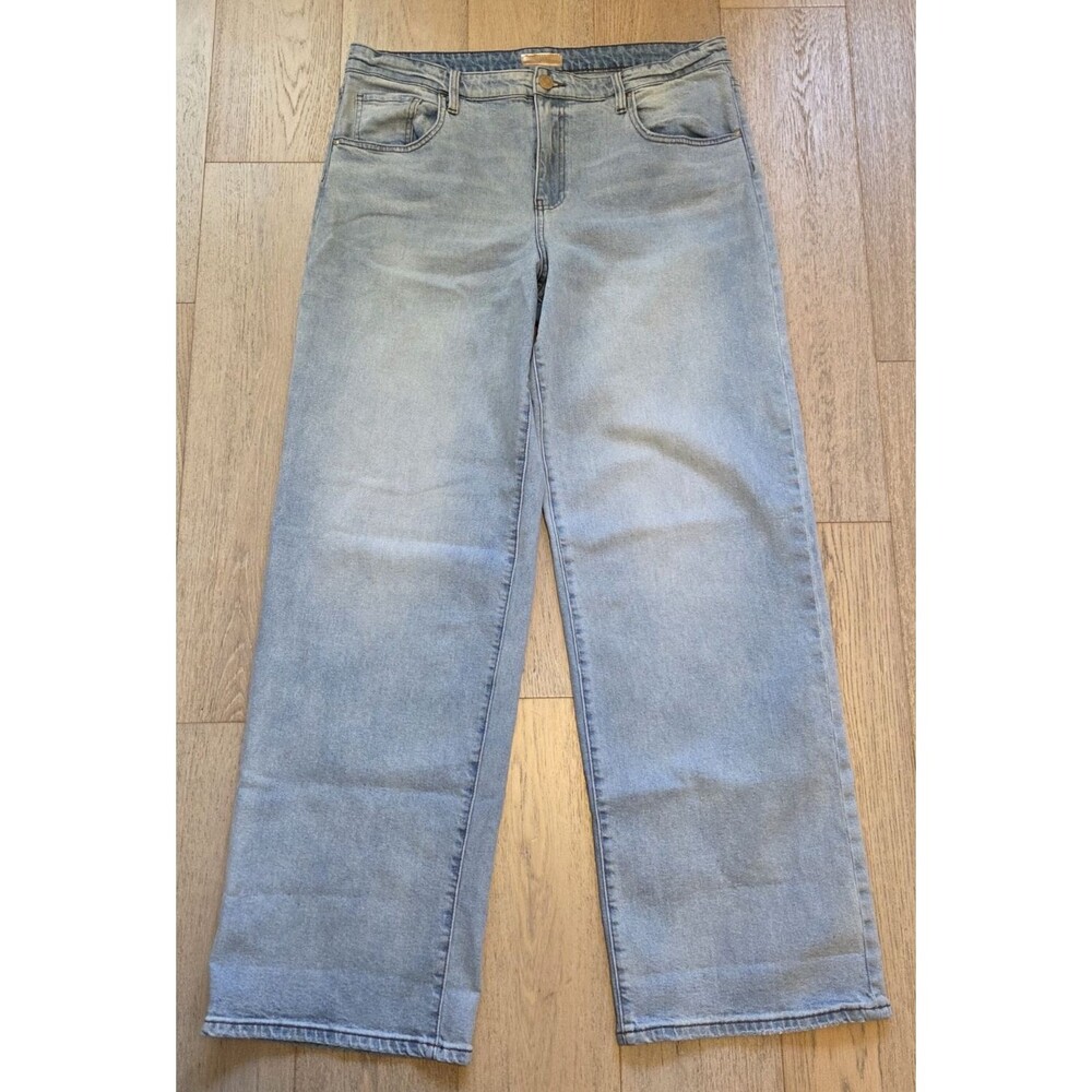 KUT From The Kloth Gwen Wide Leg Jeans 14 High Rise Light Wash Denim